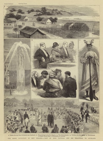 La difficulté maorie en Nouvelle-Zélande, visite du roi Tawhiao et de ses partisans à Auckland - Joseph Nash